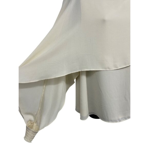 DKNY Women Blouse Top Size Medium M Cream Layer Long Batwing Sleeves Scoop New - Picture 4 of 9